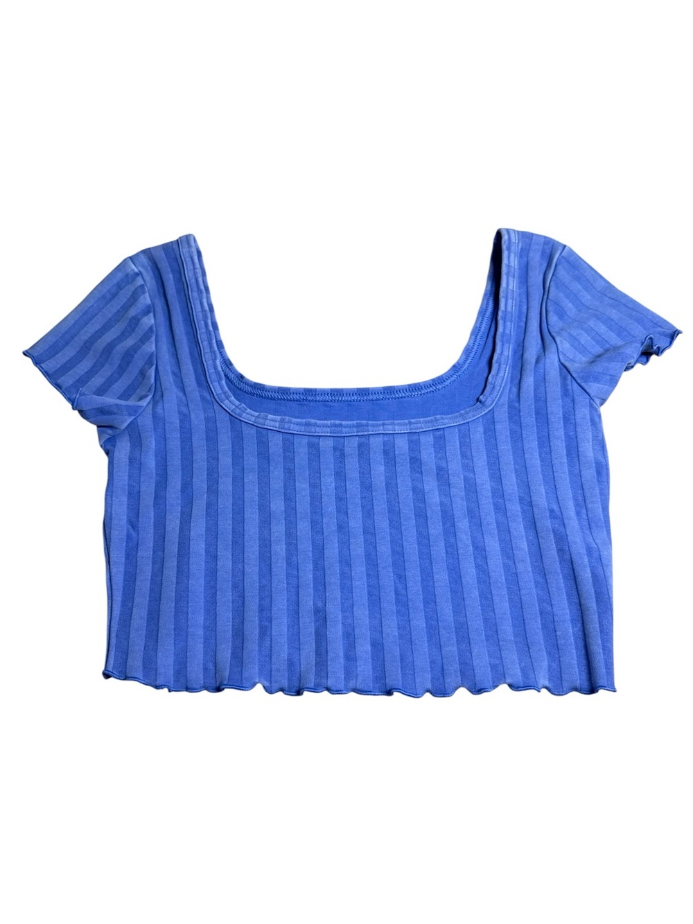 aerie Cobalt Blue Ribbed Square-Neck Crop Tee